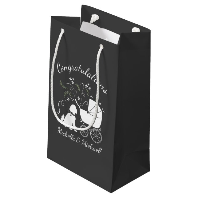 Goldendoodle Dog Baby Shower Genderless Small Gift Bag (Back Angled)