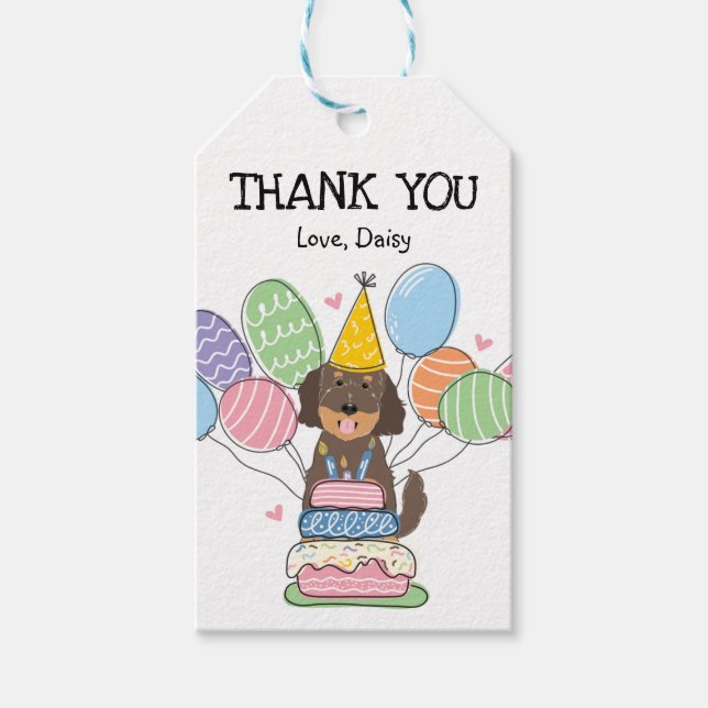 Goldendoodle Dog Birthday Party Favour Tags (Front)
