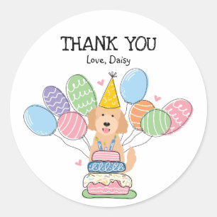 Goldendoodle Dog Birthday Party Favour Tags Sticke