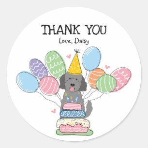 Goldendoodle Dog Birthday Party Favour Tags Sticke