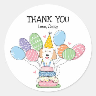 Goldendoodle Dog Birthday Party Favour Tags Sticke