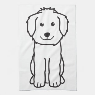 Goldendoodle Dog Cartoon Tea Towel
