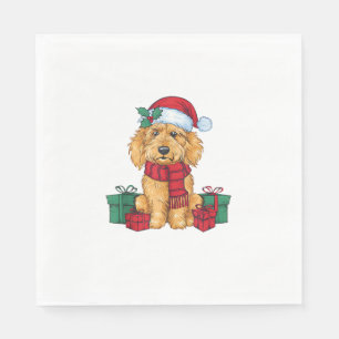 Goldendoodle Dog Christmas Celebration Santa Dog X Napkin