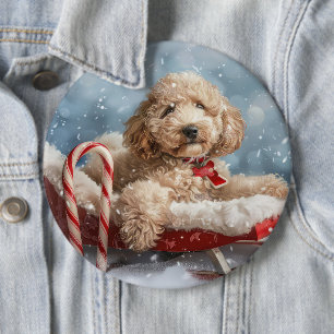 Goldendoodle Dog Christmas Festive  6 Cm Round Badge
