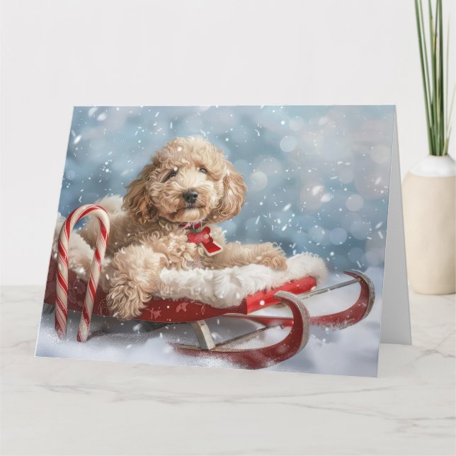 Goldendoodle Dog Christmas Festive  Card (Front)