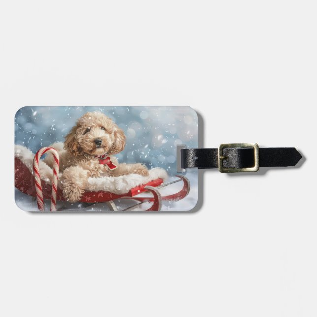 Goldendoodle Dog Christmas Festive  Luggage Tag (Front Horizontal)