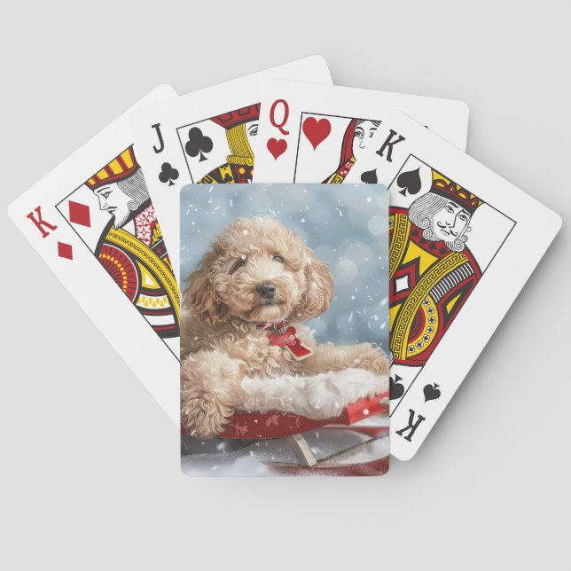 Goldendoodle Dog Christmas Festive  Playing Cards (Back)