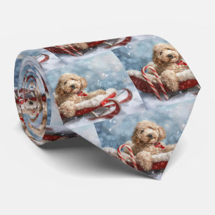 Goldendoodle Dog Christmas Festive Tie