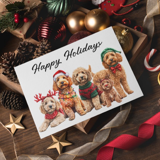 Goldendoodle Dog Christmas Holiday Postcard (Creator Uploaded)