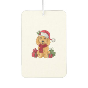 Goldendoodle Dog Christmas Outfits Santa Hat Dog X Car Air Freshener