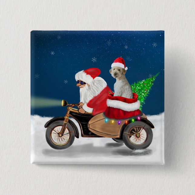 Goldendoodle dog Christmas Santa Claus 15 Cm Square Badge (Front)