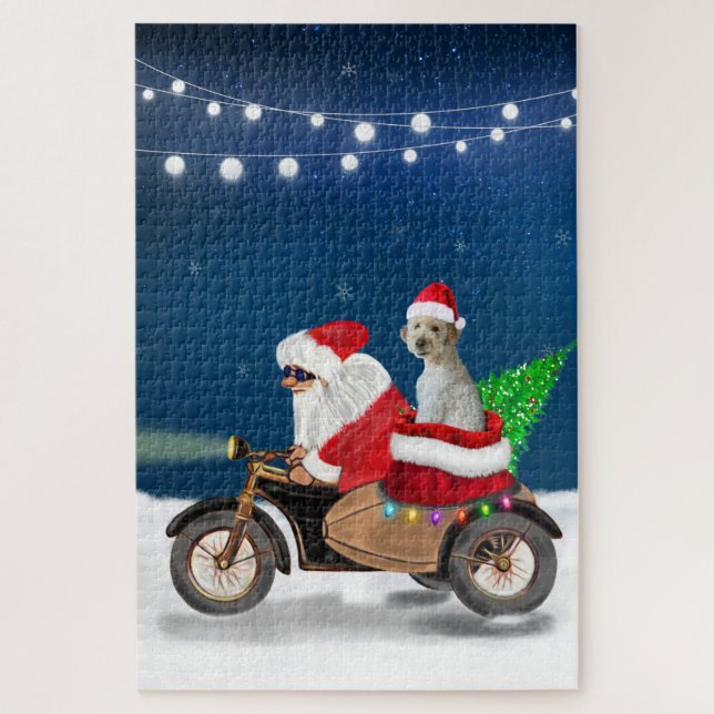 Goldendoodle dog Christmas Santa Claus Jigsaw Puzzle (Vertical)