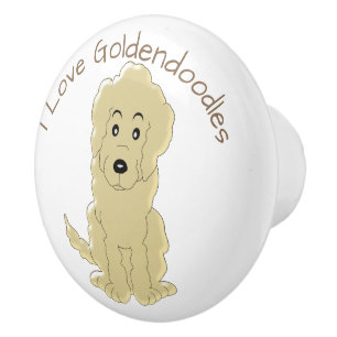Goldendoodle Dog Design Ceramic Knob