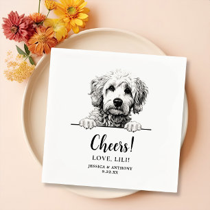 Goldendoodle Dog Drawing Personalised Cheers Napkin