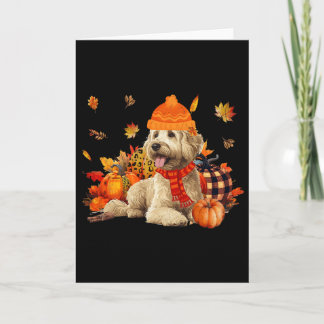 Goldendoodle Dog Fall Scarf Leopard Pumpkins Autum Card