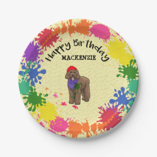 Goldendoodle Dog Fun Paint Art Party Paper Plate