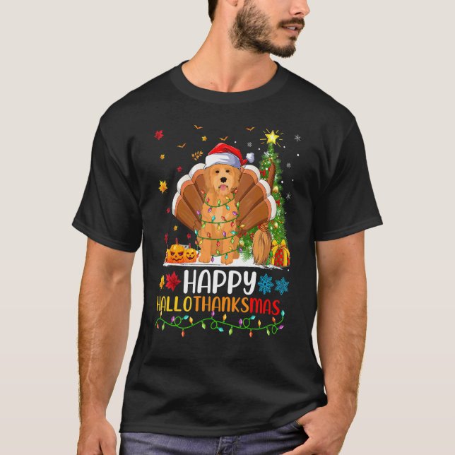 Goldendoodle Dog   Goldendoodle Hellothanksmas T-Shirt (Front)