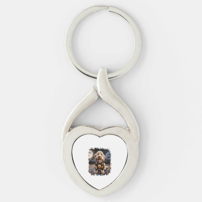 Goldendoodle Dog Halloween Key Ring (Front)