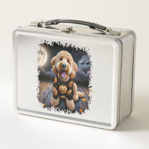 Goldendoodle Dog Halloween Metal Lunch Box