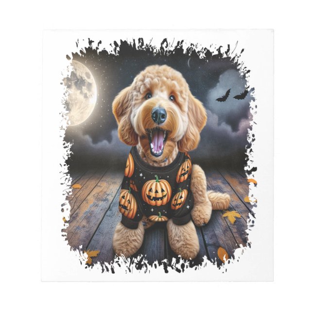 Goldendoodle Dog Halloween Notepad (Front)