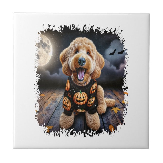 Goldendoodle Dog Halloween Tile (Front)