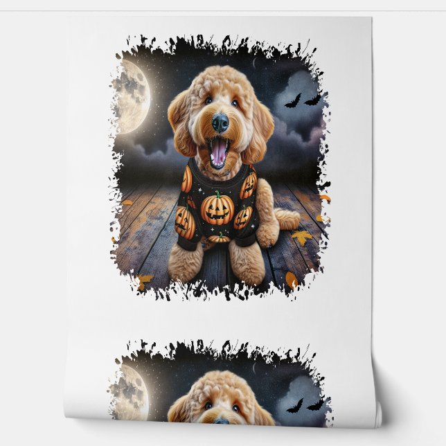 Goldendoodle Dog Halloween Wallpaper (Unrolling)