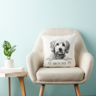 Goldendoodle Dog Hand Drawing Personalised  Cushion