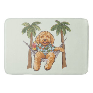 Goldendoodle Dog In Hawaiian Top Bath Mat