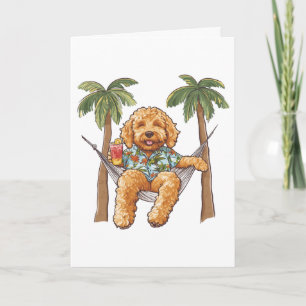 Goldendoodle Dog In Hawaiian Top Card