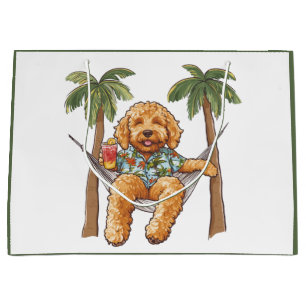 Goldendoodle Dog In Hawaiian Top Large Gift Bag