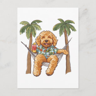 Goldendoodle Dog In Hawaiian Top Postcard