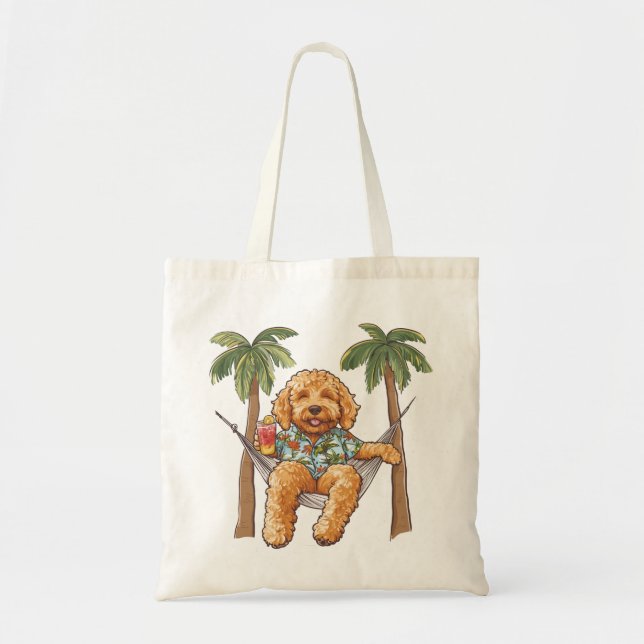 Goldendoodle Dog In Hawaiian Top Tote Bag (Front)