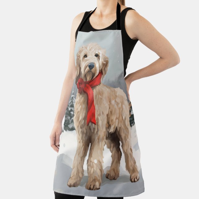 Goldendoodle Dog in Snow Christmas  Apron (Insitu)