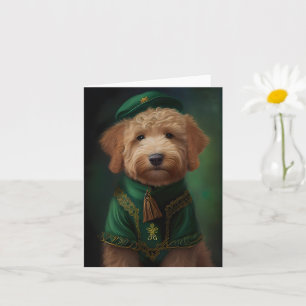 Goldendoodle  Dog in St. Patrick's Day Dress Card