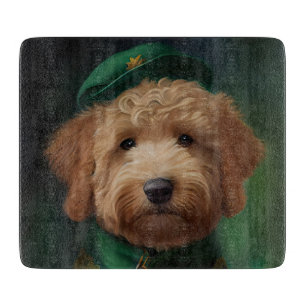 Goldendoodle Dog in St. Patrick's Day Dress Cutting Board