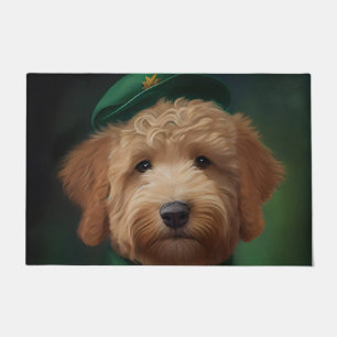Goldendoodle  Dog in St. Patrick's Day Dress Doormat