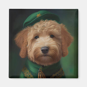 Goldendoodle  Dog in St. Patrick's Day Dress Magnet