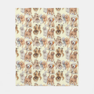 Goldendoodle Dog Lovers Pattern Fleece Blanket
