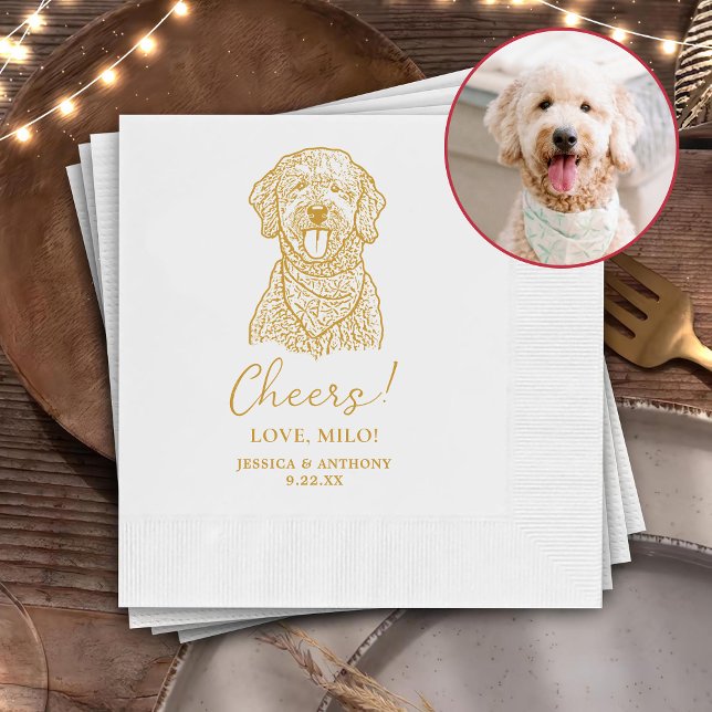 Goldendoodle Dog Personalised Cheers Napkins (Creator Uploaded)