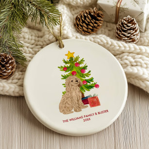 Goldendoodle Dog Personalised Christmas Ceramic Tree Decoration