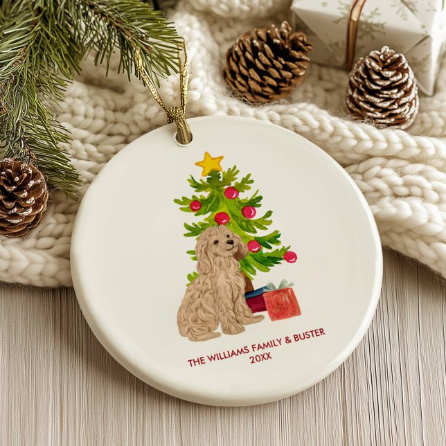Goldendoodle Dog Personalised Christmas Ceramic Tree Decoration (Creator Uploaded)