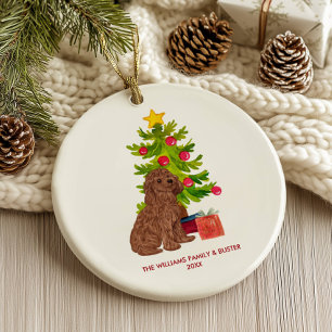 Goldendoodle Dog Personalised Christmas Ceramic Tree Decoration