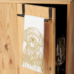 Goldendoodle Dog Personalized Hand Drawing Tea Towel