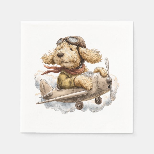 Goldendoodle Dog Pilot Aeroplane Napkin (Front)