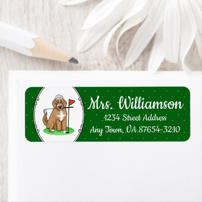 Goldendoodle Dog Playing Golf (red whmk2) Cute Fun (Insitu)