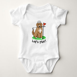 Goldendoodle Dog Playing Golf (red whmk2) Cute Fun Baby Bodysuit