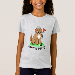 Goldendoodle Dog Playing Golf (red whmk2) Cute Fun T-Shirt