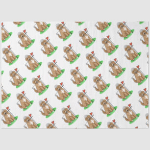 Goldendoodle Dog Playing Golf (red whmk2) Cute Fun Tissue Paper