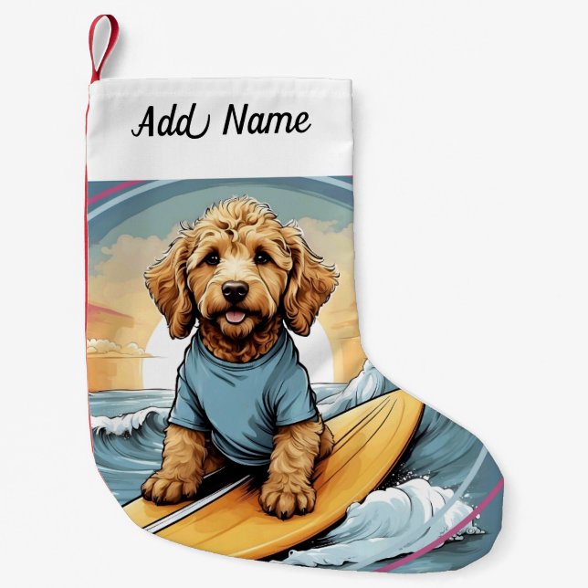 Goldendoodle Dog Small Christmas Stocking (Front)
