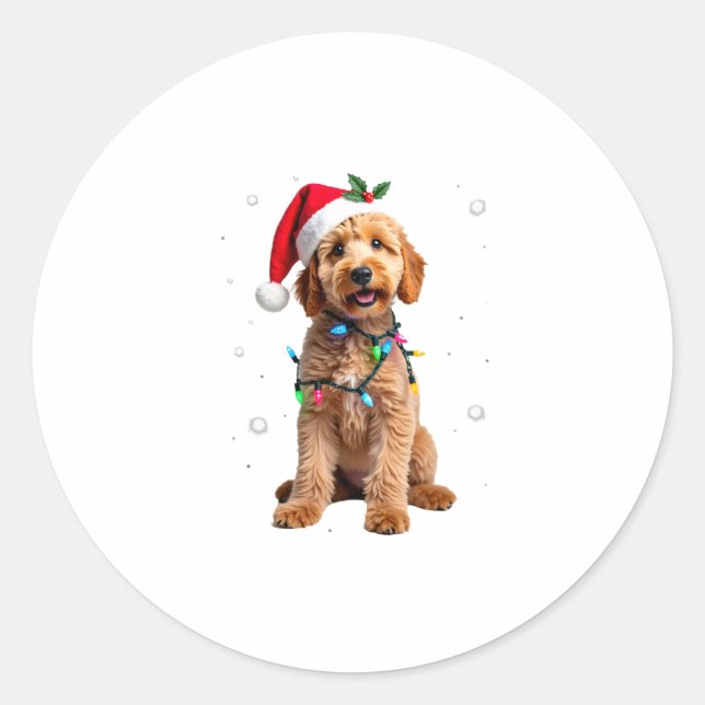 Goldendoodle Dog Tree Christmas Sweater Xmas Pet D Classic Round Sticker (Front)